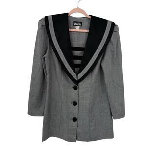Vintage Etoile Blazer size 11/12 Sailor Collar Black Gray Houndstooth 80's 90's